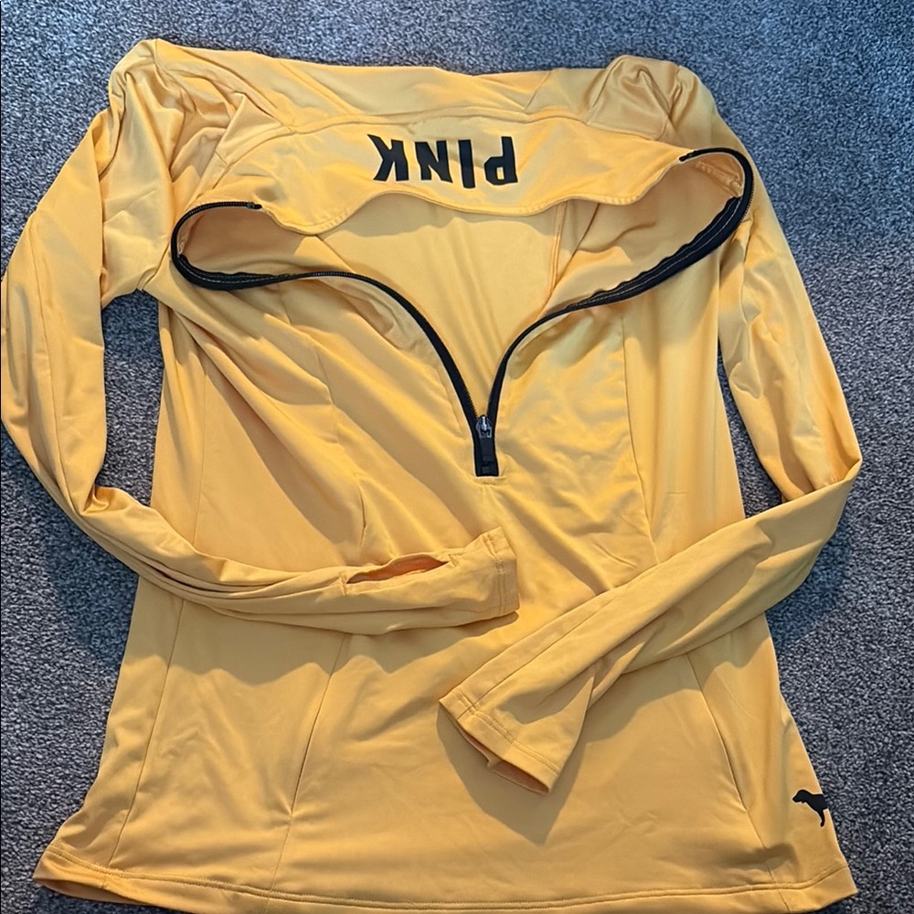 PINK Victoria's Secret Yellow Zippered Sweatshirt